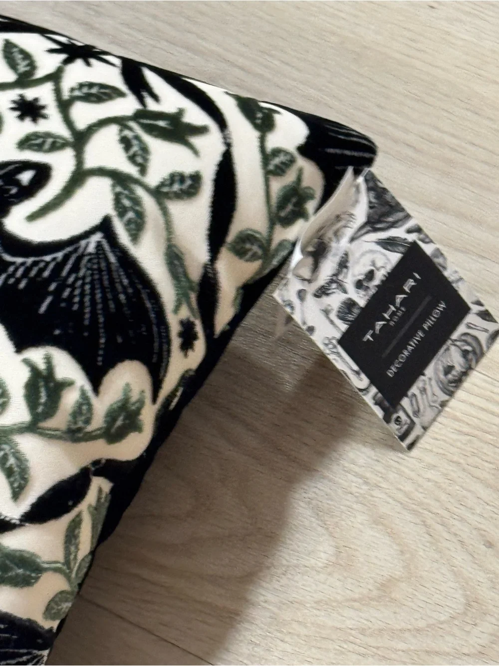 Tahari Black and White Bat Motif Accent Pillows set 2